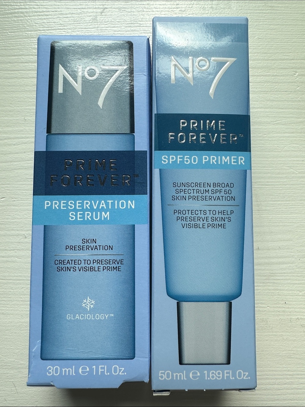 No7 Prime Forever Duo: SPF50 Primer & Preservation Serum